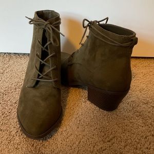 Olive heeled ankle boots